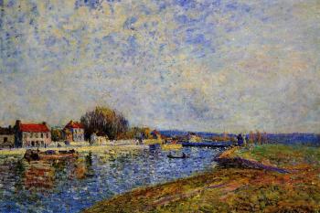 Alfred Sisley : The Dam, Loing Canal at Saint-Mammes